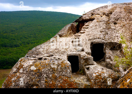 Montagnes de crimг Eski-Kermen Moyen-âge Cave City Banque D'Images