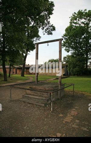 La potence dans l'ancien camp de concentration Nazi à Auschwitz où l'ancien commandant Nazi, Rudolf Höss, a été exécuté. Banque D'Images