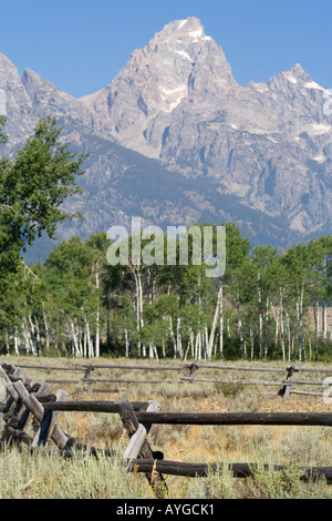 Rail Split Clôture Journal Grand Tetons National Park Wyoming USA Banque D'Images