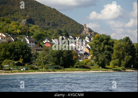 Vallée du Rhin moyen romantique du patrimoine culturel mondial de l'UNESCO, château de Reichenstein Allemagne Banque D'Images