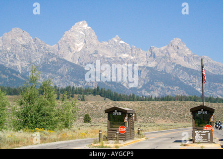 Billet d'entrée Parc Ranger Station Stand Paiement au bord de Grand Tetons National Park Wyoming USA Banque D'Images