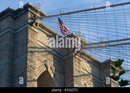 Pont de Brooklyn à New York City Le pont enjambe l'East River, entre Manhattan et Brooklyn Banque D'Images