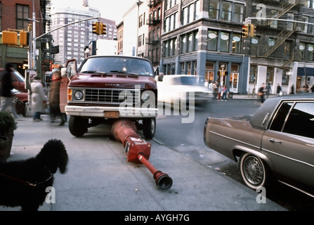 NEW YORK, NY, USA, scène de rue, accident de voiture Utilitaire de Van sur West Broadway à Soho Area Banque D'Images