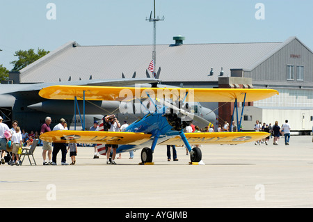 L'aile de l'avion bi la PREMIÈRE GUERRE MONDIALE à l'Air Show à Selfridge Air Force Base Mt Mount Clemens Michigan MI Banque D'Images