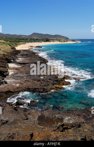 Avis de Kaupo Beach Park sur l'île d'Oahu, Hawaii Banque D'Images