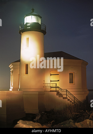 Phare de coquille River à Bullards Beach State Park à Bandon Beach, Oregon Banque D'Images