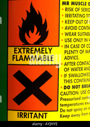 Signes extrêmement inflammable et irritant Symbole Banque D'Images