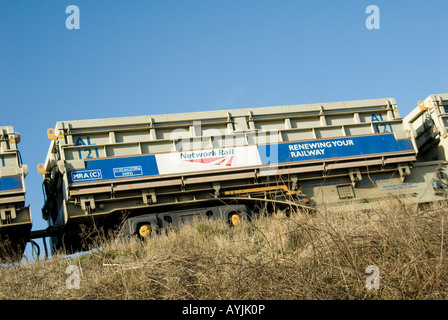 Wagon de train de marchandises appartenant à Network Rail, en Angleterre. Banque D'Images