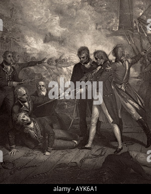 Les San Nicolas et San Josef ont été transportés par embarquement pendant la bataille de Cape St Vincent, 1797. Banque D'Images