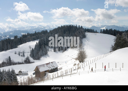 Autriche Vorarlberg Bregenz vue depuis la montagne Pfaender 1064 m sur les Alpes Banque D'Images