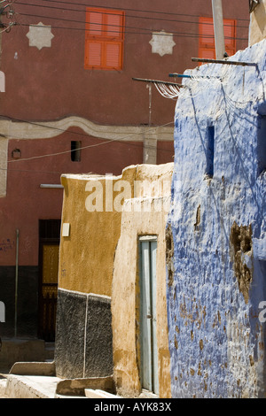 Streetlife dans le village nubien Koti île Eléphantine Assouan ou Assouan Vallée du Nil du sud de la Haute Égypte Banque D'Images