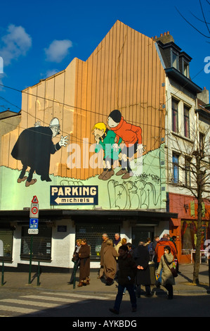 La vie dans le quartier de Marolles Bruxelles Belgique Europe Banque D'Images