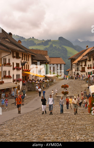 Ville médiévale de Gruyères dans le canton de Fribourg, Suisse Banque D'Images