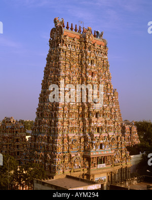 Temple de Minakshi à Madurai Inde Tour Ouest Banque D'Images