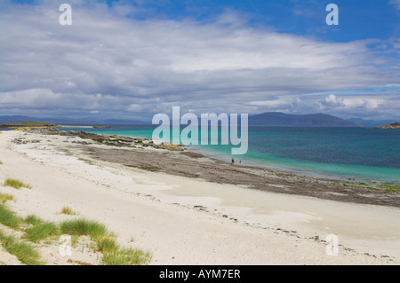 Le sable blanc de la plage de l'île de Traigh Bhan Iona Iona son des Hébrides intérieures Argyll et Bute Ecosse UK GB EU Europe Banque D'Images