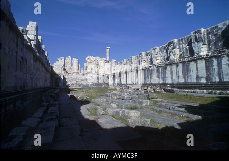 Le temple d'Apollon à Didyma était le troisième plus grand édifice de la période hellénistique Femme sur escalier donne idée de l'échelle Banque D'Images