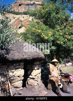 Village culturel Basotho Etat libre d'Orange de l'Afrique du Sud membre de la RSA Banque D'Images