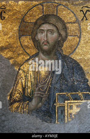 Jésus-Christ est représenté dans la mosaïque byzantine à l'intérieur de Sainte-Sophie à Istanbul, en Turquie Banque D'Images