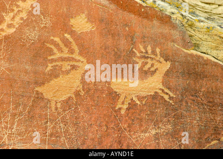 La légende de pétroglyphes au Rock Site archéologique dans le Wyoming Banque D'Images