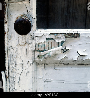 Poignée de porte détails architecturaux maison abandonnée Banque D'Images