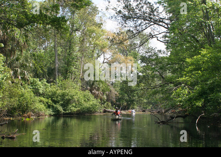 Personnes canoë à Wekiwa Springs State Park, Floride Apopka Banque D'Images