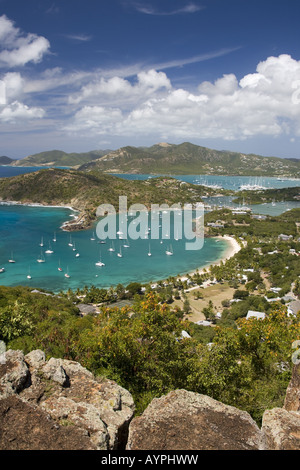 Voir d'English Harbour, de Shirley Heights, Antigua, Antilles Banque D'Images