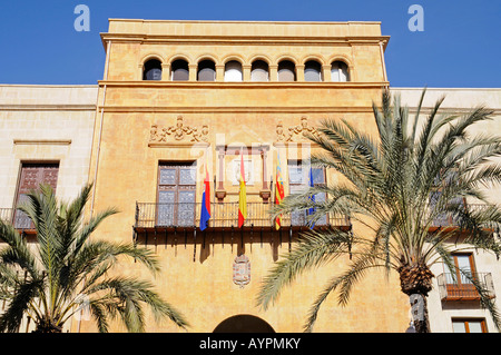 Mairie, palmiers, Elche, Elx, Alicante, Costa Blanca, Espagne Banque D'Images