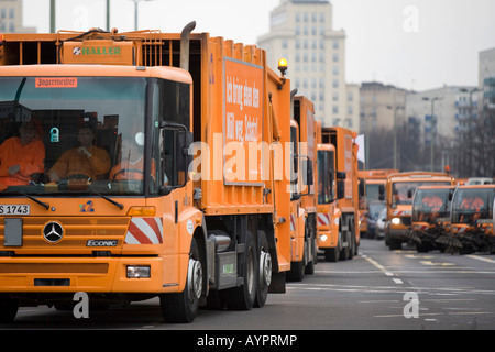 BSR et l'eau et les déchets BWB workers union, de débordement des manifestations grève d'avertissement le 22 février 2008 à Berlin, Allemagne Banque D'Images