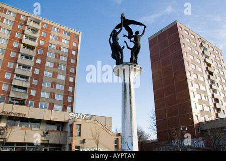 Platz der Voelkerfreundschaft (carré de la solidarité des peuples), Halle, Saxe-Anhalt, Allemagne, Europe Banque D'Images