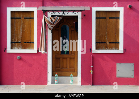 Façades de bâtiments, l'île de Burano, Venise, Vénétie, Italie, Europe Banque D'Images