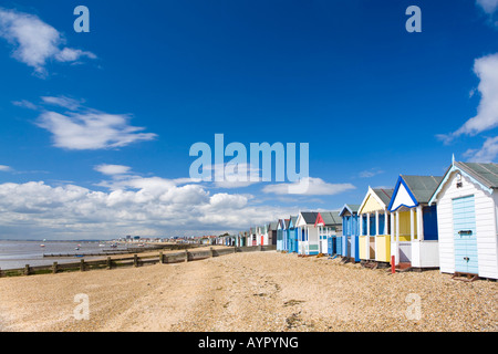 Cabines de plage à Southend-on-Sea, Essex, UK Banque D'Images