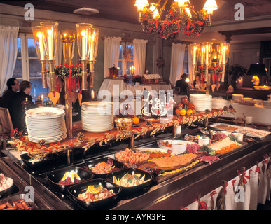 Suède Stockholm RESTAURANT BUFFET TRADITIONNEL DE NOËL STALLMASTARGARDEN Banque D'Images