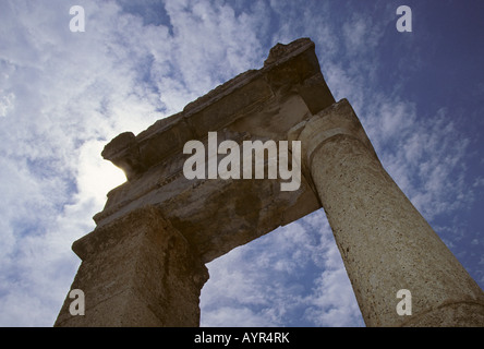 Piliers, ruines de temple dorique dans l'ancienne ville de Kamiros sur l'île de Rhodos, îles Dodécanèse, Egée, Grèce Banque D'Images