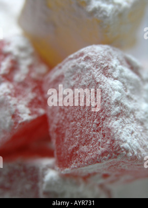 Loukoum à saveur de citron et de rose Banque D'Images