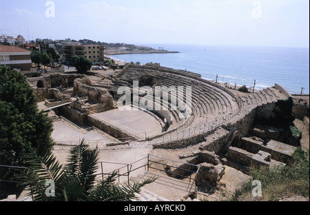 Vestiges de l'Amphithéâtre romain dans la ville médiévale de Gérone Catalogne Espagne Banque D'Images