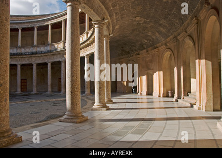 Palais Renaissance de Charles V, à l'Alhambra, Grenade, Andalousie, Espagne Banque D'Images