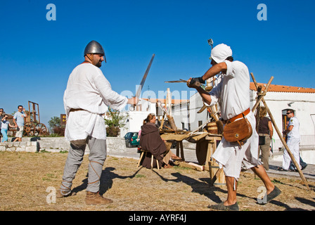 Jeux de gladiateurs Norman, festival, Pouilles, Italie Banque D'Images