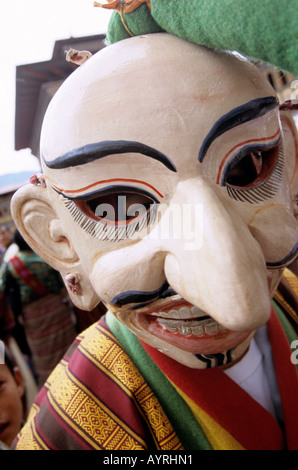 Portrait d'une danseuse au Tsechu (festival), Thimphu, Bhoutan Banque D'Images