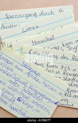 Note pour l'école, des fiches Banque D'Images