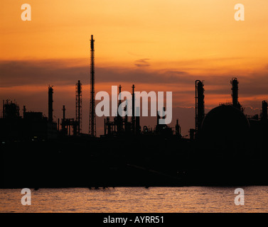 D-Ludwigshafen am Rhein, Rhin, Rhénanie-Palatinat, promenade du Rhin, BASF Plant, l'humeur du soir Banque D'Images