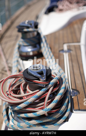 Treuil sur un bateau, close-up view Banque D'Images