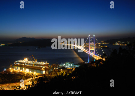 Pont de Tsing Ma, Hong Kong Banque D'Images