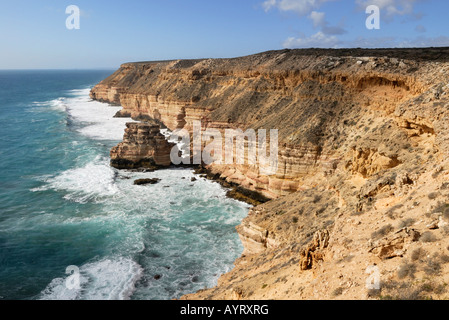 Les falaises abruptes sur la côte du parc national de Kalbarri, Western Australia, Australia Banque D'Images