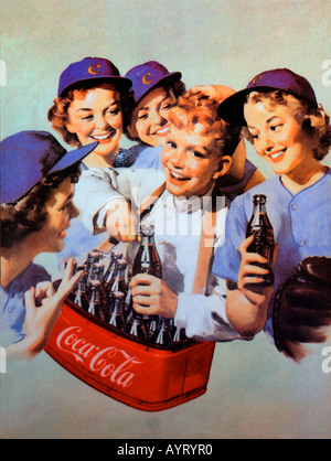 Old fashioned coca cola advert poster Banque D'Images