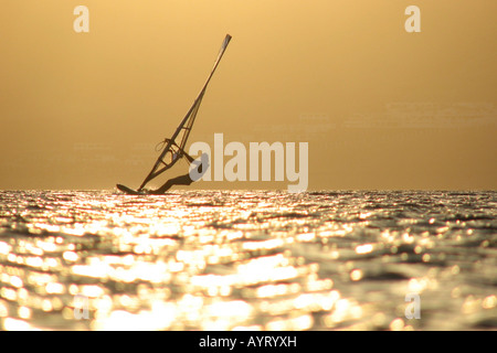 L'Égypte. Mer Rouge, planche au coucher du soleil Banque D'Images