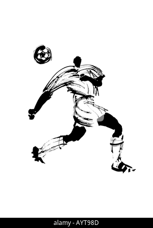 L'encre noire artistique peinture d'un joueur de football Banque D'Images