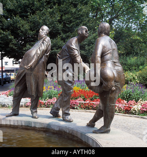 Plastiken, drei Skulpturen, Brunnenfiguren Geldbrunnen m 'Kreislauf des Geldes' von Henning Seemann, Aix-la-Chapelle, Rheinland, Nordrhein-Westfalen Banque D'Images