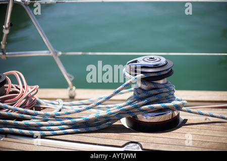 Treuil sur un bateau Banque D'Images