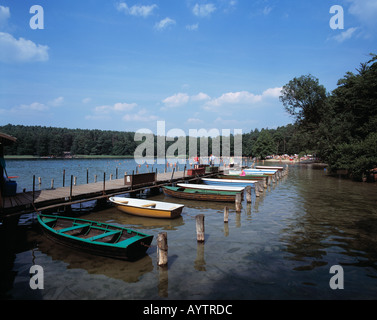 Grosser Stechlinsee dans der Mecklenburgischen Mecklembourgeoise, suis Ruderboote Anlegeplatz, 33, Brandebourg Banque D'Images