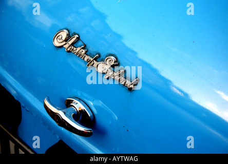 Détail de coffre d'Austin A30 1950 voiture britannique Banque D'Images